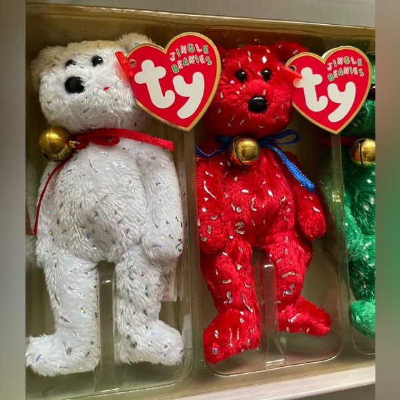 TY Decade Jingle Beanies Set of 4 Beanie Ornaments from 2003 in Collectors Box - Picture 8 of 15